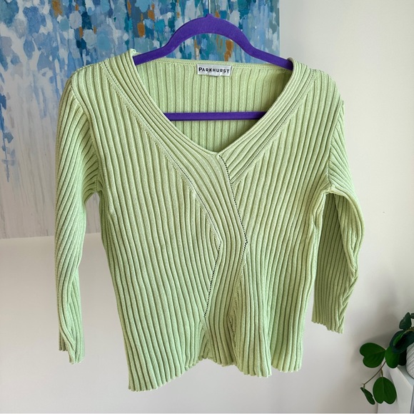 Parkhurst Pistachio Green Ribbed Knit (M) - Picture 2 of 3